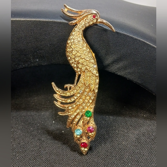 Vintage Crane Bird of Paradise Peacock Brooch (Marcel Boucher